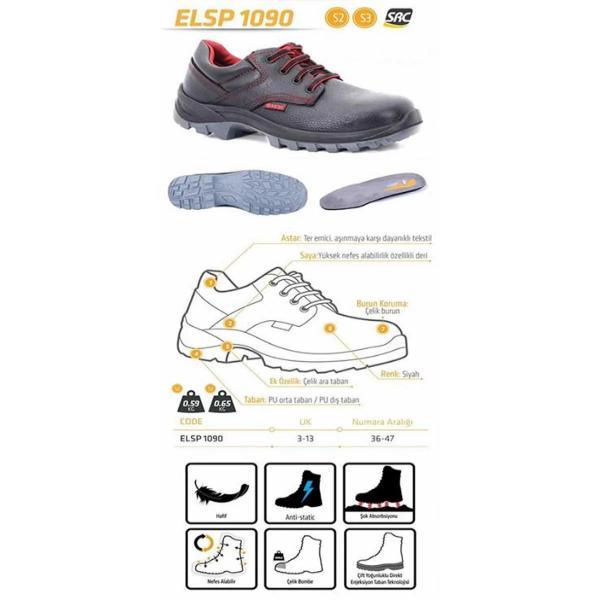 ELSP 1090 S3 AYAKKABI -SİYAH Ç.Burun Ç.Taban